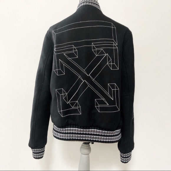 Off-white bomber jacket in wool black colour - Picture 7 of 11